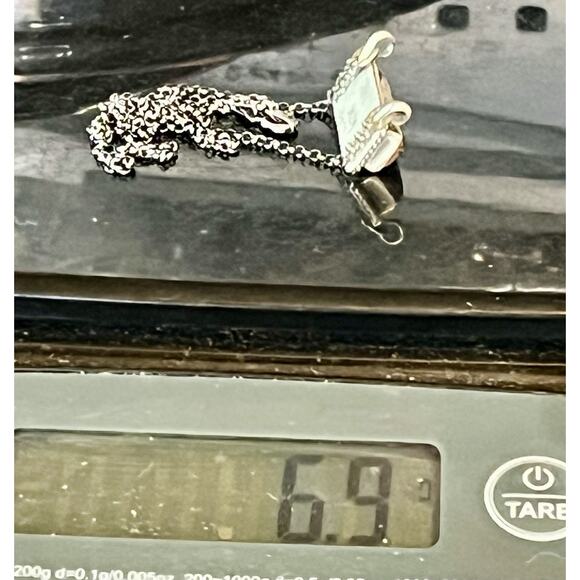 Navajo Kingman Turquoise Dixon Sterling Silver Bar Necklace 17" by J Dixon 6.9g - Picture 16 of 16